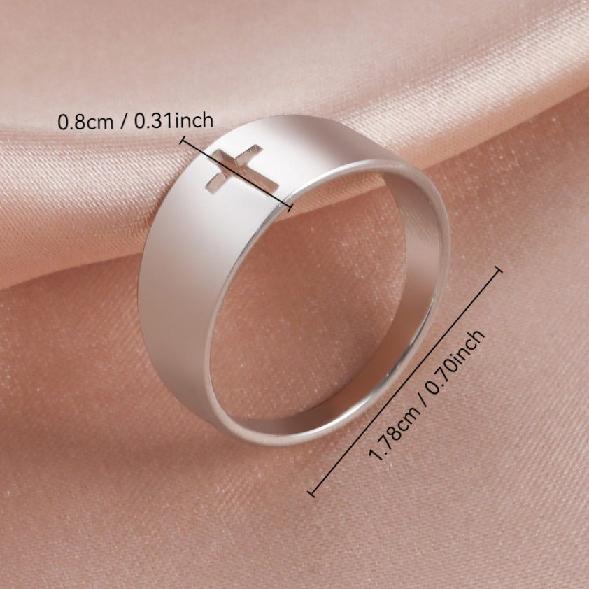 Women's Stainless Steel Prayer Ring with Cross Cutout